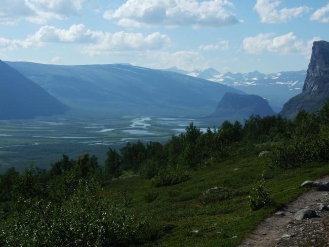 Overlooking the Laidaure delta from the mountain slopes of Njunjes.