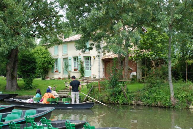 Promenade en barque dans le marais mouillé