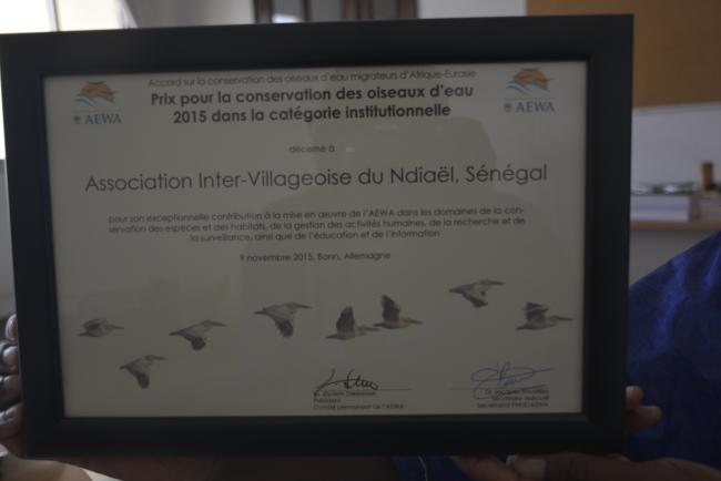  Prix AEWA 2015 décerné à l'Association Inter-villageoise du Ndiaël(AIV)