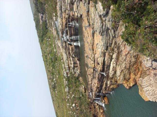 Mkambati Falls discharge to the ocean from Aerial view