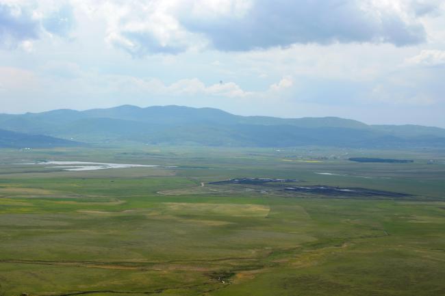 The view of peat exploitation parcels from Trojan Hill