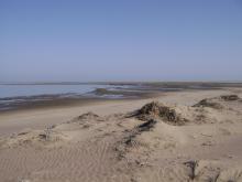 View across the lagoon at low tide, looking north-west.
