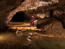 Ponds formed by rimstone bars in the Styx Branch of Baradla Cave.