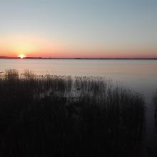 Sunset at the Łuknajno lake