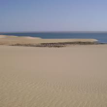 View across the lagoon from the adjacent dunes, looking south-west.