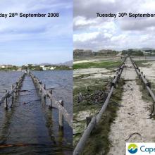 Images of breaching of the Bot River Estuary including pre and post breaching.